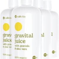 pachetul promotional 4 Gravital Juice organic cu Graviola, nopal si mangostana